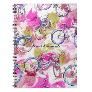 Gefärbte Krawatte und Fahrräder für Schulklassen Notizblock