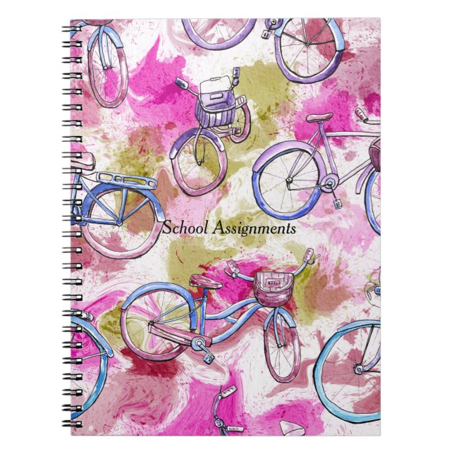 Gefärbte Krawatte und Fahrräder für Schulklassen Notizblock (Vorderseite)