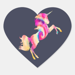 Gefärbte Krawatte Unicorn Klassischer Rundaufklebe Herz-Aufkleber