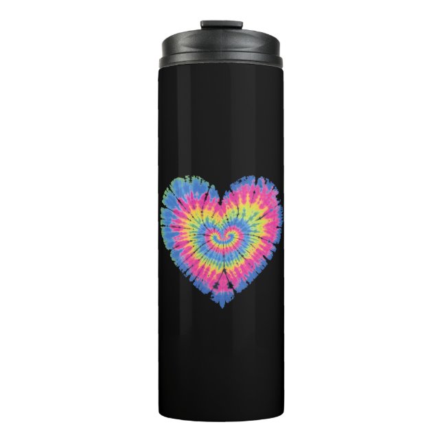Gefärbte Krawatte Valentines farbenfroher Herztag Thermosbecher (Vorderseite)