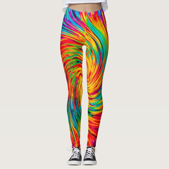 GEFÄRBTE KRAWATTE WIND ABSTRAKT LEGGINGS (Vorderseite)