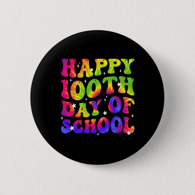 Gefärbte Krawatte zum 100. Schultag Kinder Kinder Button (Vorderseite)
