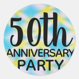 gefärbte Krawatte zum 50. Jubiläum des Party Runder Aufkleber