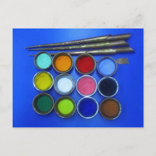 gefärbter Sand zum Bau einer buddhistischen Mandal Postkarte