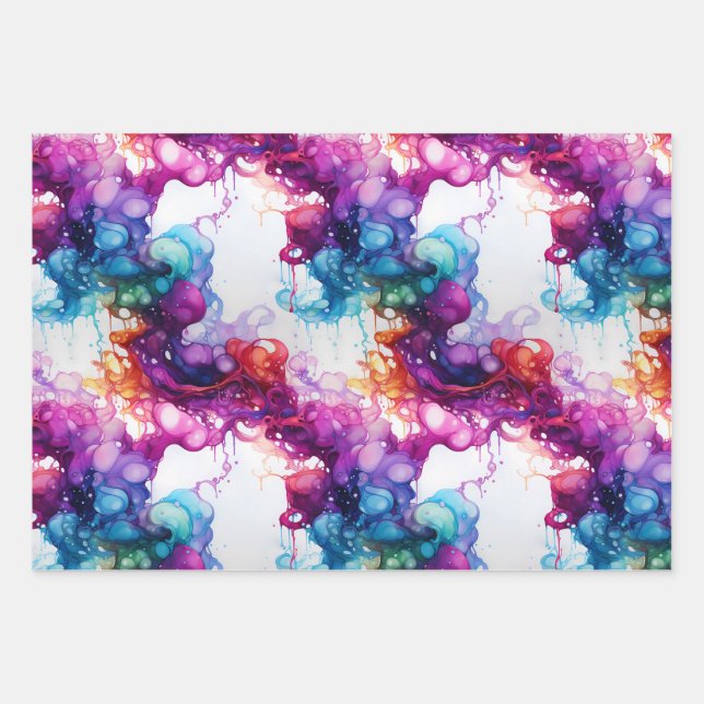 Gefärbtes abstraktes Verpackungspapier Geschenkpapier Set (Vorderseite 2)