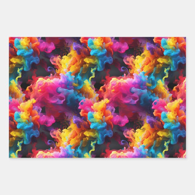 Gefärbtes abstraktes Verpackungspapier Geschenkpapier Set (Vorderseite)