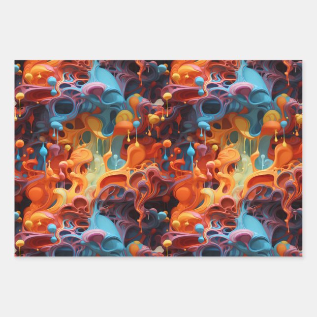 Gefärbtes abstraktes Verpackungspapier Geschenkpapier Set (Vorderseite)