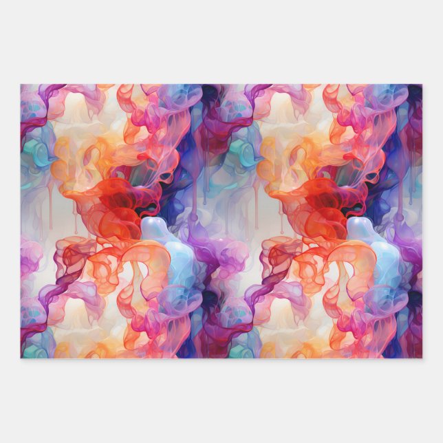 Gefärbtes abstraktes Verpackungspapier Geschenkpapier Set (Vorderseite 2)