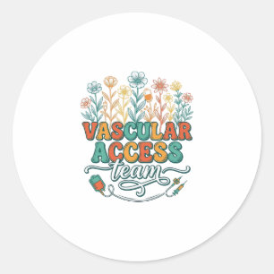 Gefäßzugangsteam Florales Medizin-Shirt-Design_1 Runder Aufkleber