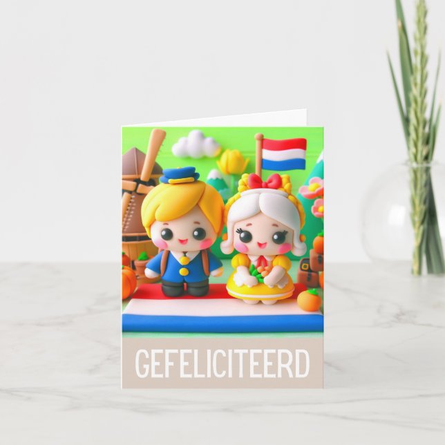 Gefeliciteerd, holländischer Geburtstag Karte (Vorderseite)