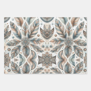 Gefiederte Blume Geschenkpapier Set