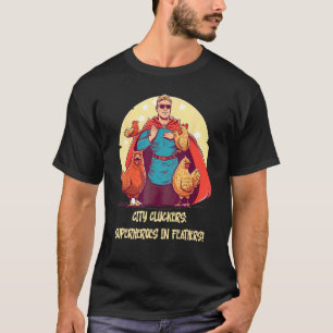 Gefiederte Verteidiger Städtische Hühnerhelden T-Shirt