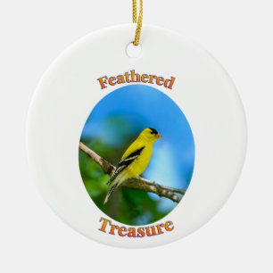 Gefiederter Schatz - Amerikanischer Goldfink-Schmu Keramik Ornament
