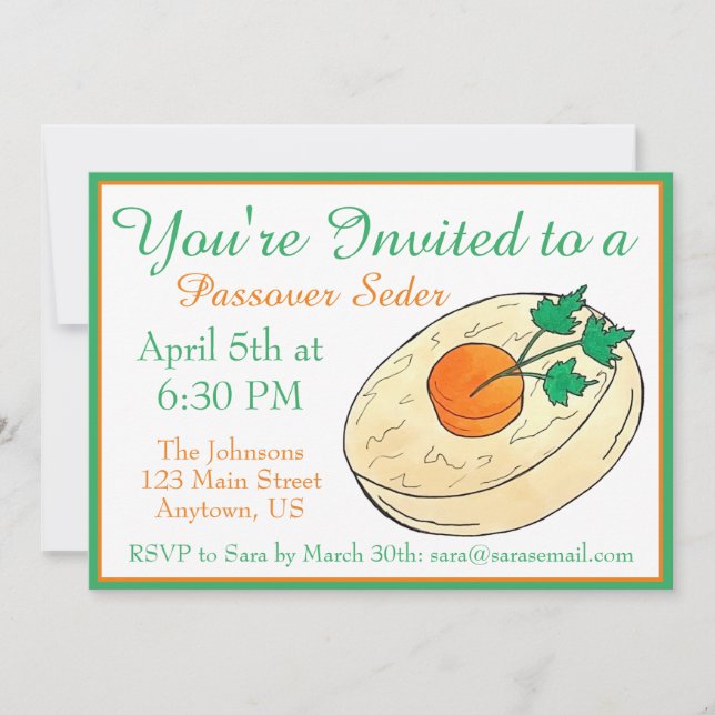 Gefilte Fisch Jüdischer Shabbat Abendessen Pessach Einladung (Vorderseite)