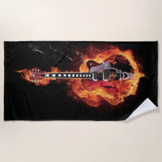 Geflammte Gitarre Strandtuch