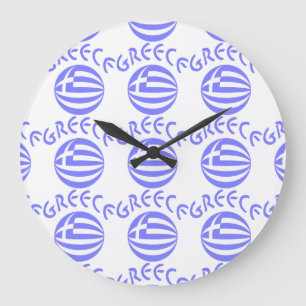 Gefleckte griechische Flaggenregion & Griechenland Große Wanduhr