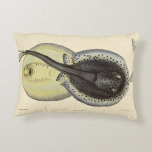 Gefleckte Stachelrochen, Vintage Meeres Tiere Dekokissen