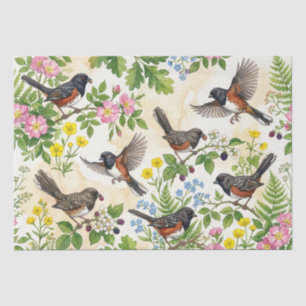 Gefleckter Fink Wildblume Aquarell Seidenpapier