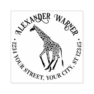 Gefleckter Giraffen-Silhouette Name Rücksendeadres Gummistempel