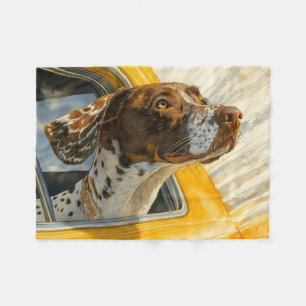 Gefleckter Hund auf Autoreise-Kunstprint Fleecedecke