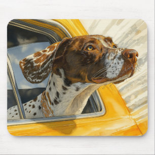 Gefleckter Hund auf Autoreise-Kunstprint Mousepad