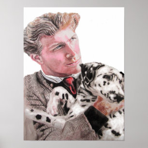 Gefleckter Hund Dalmatiner und Mann Portrait Poste Poster