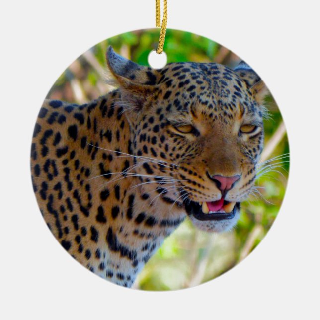 Gefleckter Leopard Keramikornament (Vorne)