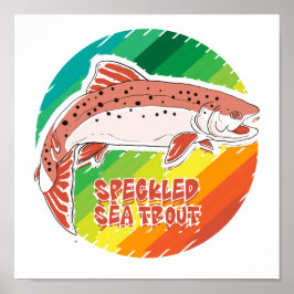 Gefleckter Meerforellen Retro-Anglergeschenk Poster