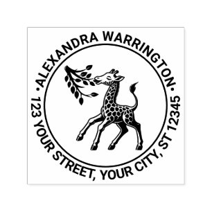 Geflecktes Baby-Giraffe-Blatt-Name- Ret-Adresse Permastempel