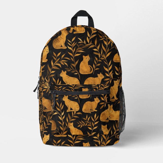 Geflecktes Golden Cat Pattern Bedruckter Rucksack (Vorderseite)