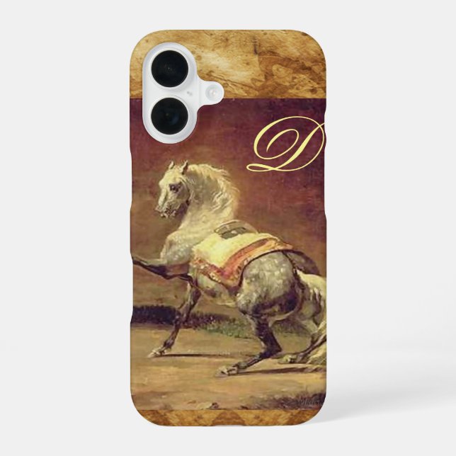 GEFLECKTES GRAUES PFERD MONOGRAMM iPhone 16 HÜLLE (Rückseite)