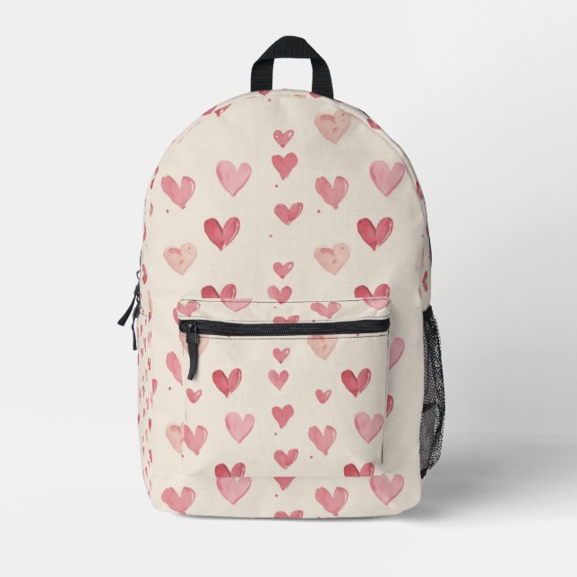 Geflecktes rosa Herzmuster Bedruckter Rucksack (Vorderseite)