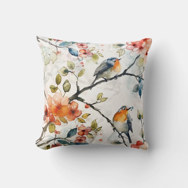 Geflecktes Vogelmuster Kissen (Vorderseite)