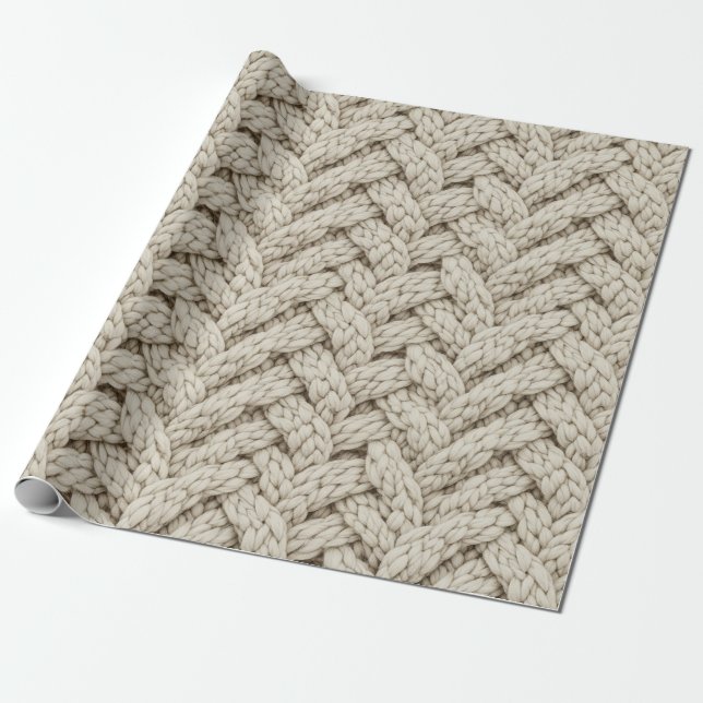 Geflochtene Stricktextur – Warmbeige (2) Geschenkpapier (Ungerollt)