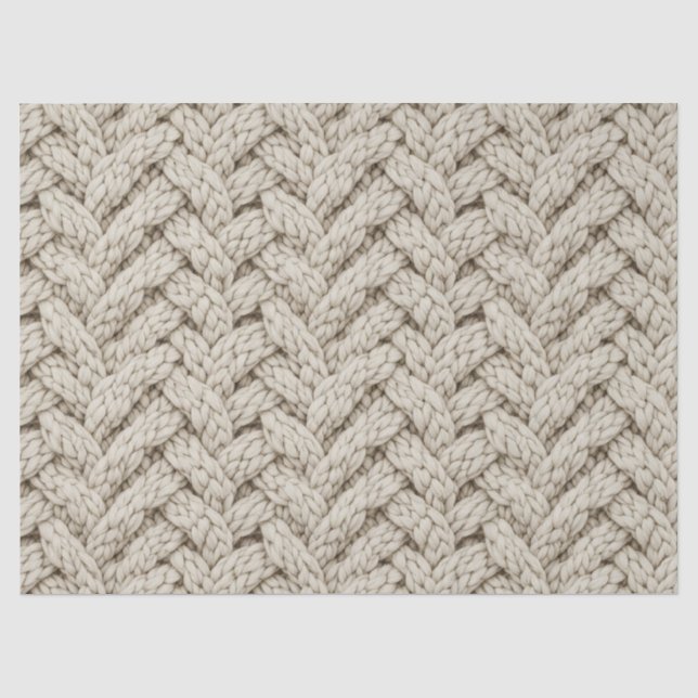 Geflochtene Stricktextur – Warmbeige (2) Seidenpapier (Vorderseite)