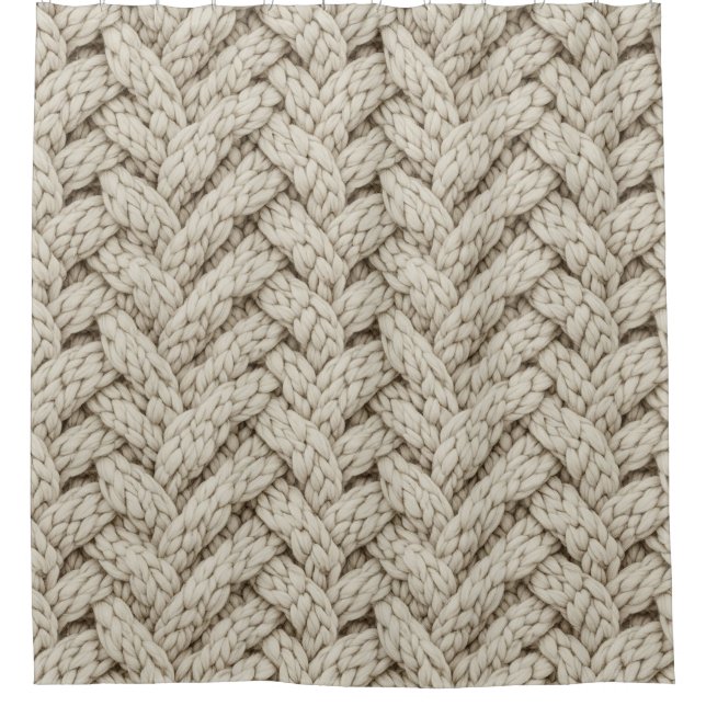Geflochtene Stricktextur – Warmes Beige (2) Duschvorhang (Vorderseite)