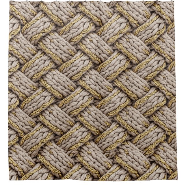 Geflochtene Stricktextur – Warmes Beige (3) Duschvorhang (Vorderseite)