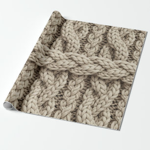 Geflochtene Stricktextur – Warmes Beige (4) Geschenkpapier