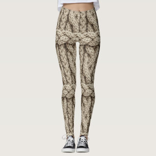 Geflochtene Stricktextur – Warmes Beige (4) Leggings