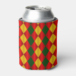 Geflochtener Harlequin-Red-Green-Gold-CAN-COOLER Dosenkühler