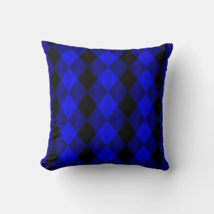 Geflochtenes Harlequin, dunkelblau-schwarz-quadrat Kissen