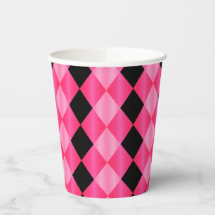 Geflochtenes Harlequin, Pink-Schwarz-PAPER-PARTY C Pappbecher