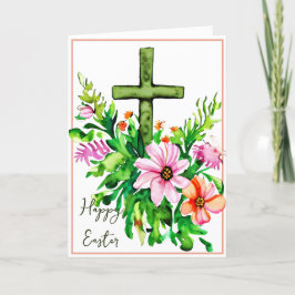 Geflorales Uferkreuz Ostern Feiertagskarte