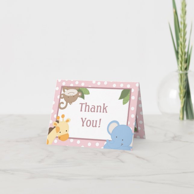 Geflossen Danke Karte Safari Jungle Tiere Grün (Vorderseite)