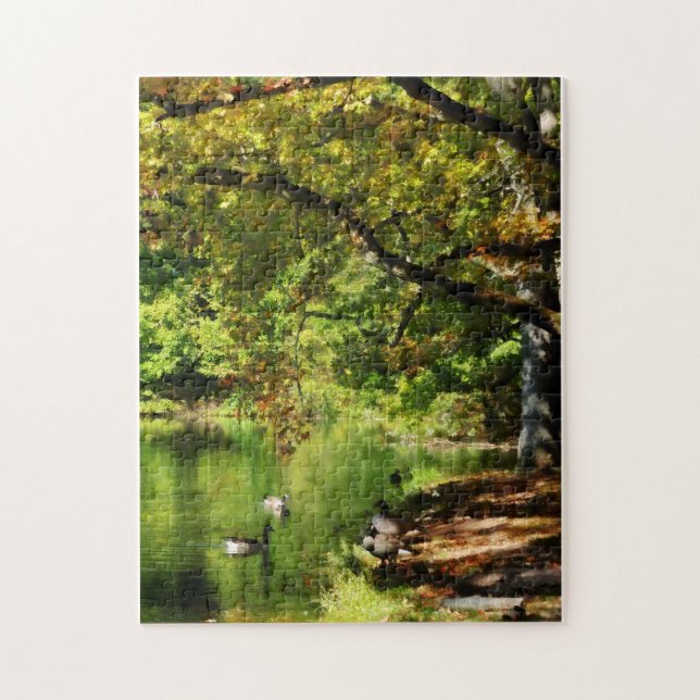 Geflügel nach Teich im Herbst Puzzle (Vertikal)