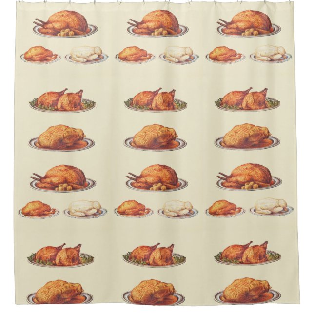 Geflügel: Rosthühner, Gänse, Roast Türkei Duschvorhang (Vorderseite)
