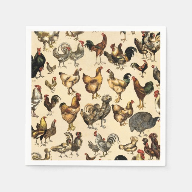 Geflügelfarm-Liste und Hen Art Serviette (Vorderseite)