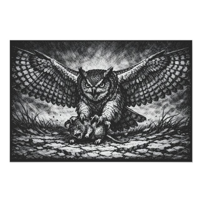 Geflügelter Eulen-Sentinel von BurnsInHell Poster (Vorderseite)