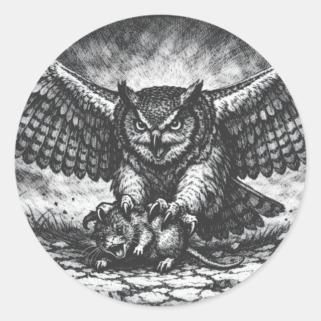 Geflügelter Eulen-Sentinel von BurnsInHell Runder Aufkleber (Vorderseite)