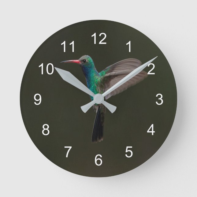 Geflügelter Hummingbird Runde Wanduhr (Vorderseite)